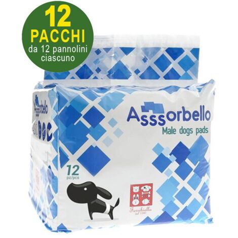 144 Pannolini a fascia per cani maschi small 30-46 cm - 12 pacchi da 12 pezzi cad