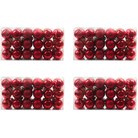 144 Piezas Bolas de Decoración de Árbol de Navidad, Colgante de Navidad, Baratijas de Árbol de Navidad, Bola Decorativa Festiva para Boda (Rojo)