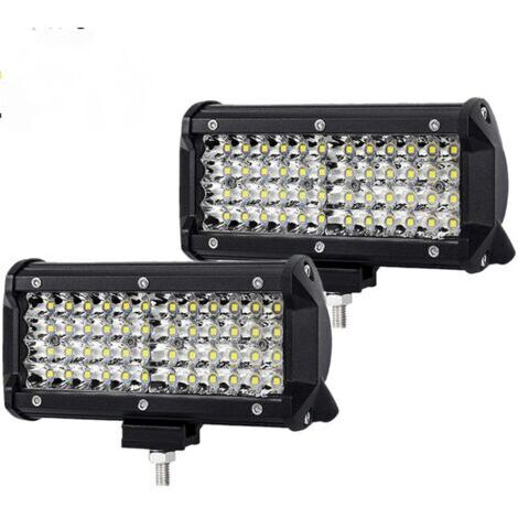 144-W-LED-Arbeitsleuchte (16,5 cm), 12–24-V-LED-Autoscheinwerfer, IP67-wasserdichter LED-Streifen für Geländewagen, PKW, LKW, SUV, Boote, 2er-Pack