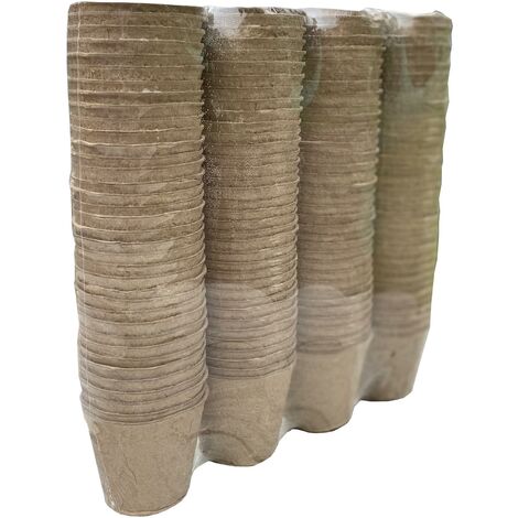 144 x 7cm Eco Round Fibre Biodegradable and Compostable Plant Pots