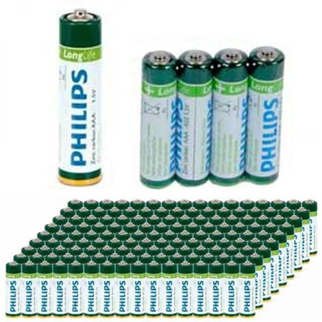 144 X Philips Zinc Carbon Longlife Batteries Aaa R3 1.5v