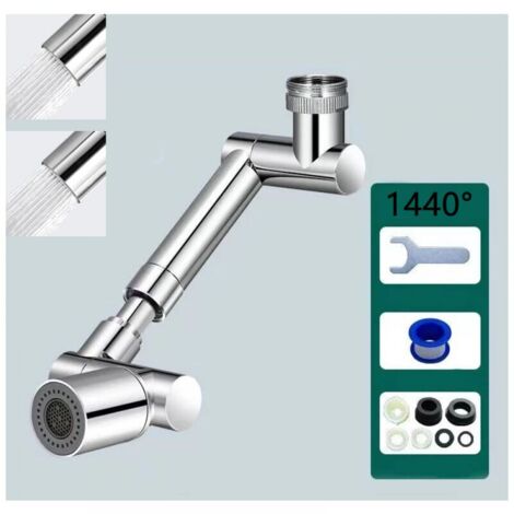 1440° Swivel Bathroom Tap Extender, Large Angle Swivel Robotic Arm Spout Tap Adapter, Two Modes, Swivel Multifunction Extension Tap Splash Filter Kitchen Tap Extender