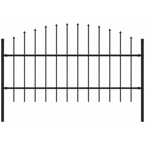 144942 Garden Fence with Spear Top Steel 1,7 m Black