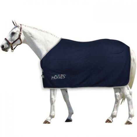 145 cm, Blu e Grigio: Coperta in lana per cavalli modello NOVARA