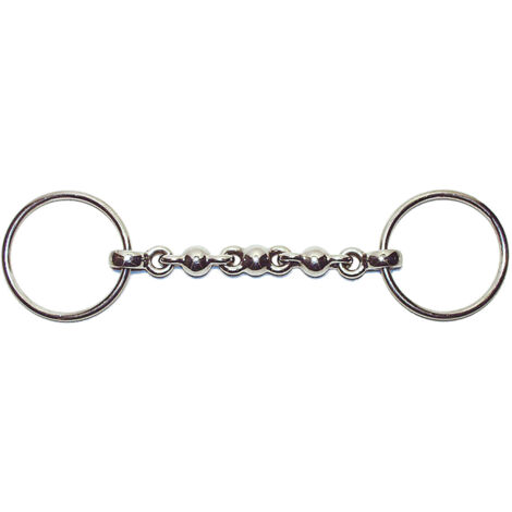 14,5 cm: Filetto ad anelli con imboccatura a palline in acciaio inox pieno
