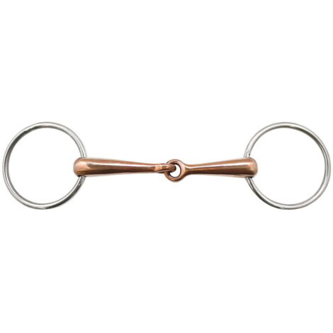 14,5 cm: Filetto ad anelli in acciaio inox con imboccatura in rame pieno 17 mm