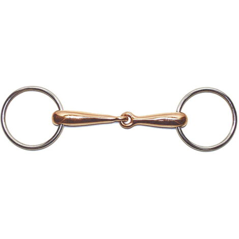 14,5 cm: Filetto ad anelli snodato in acciaio inox con imboccatura in rame vuoto 18 mm