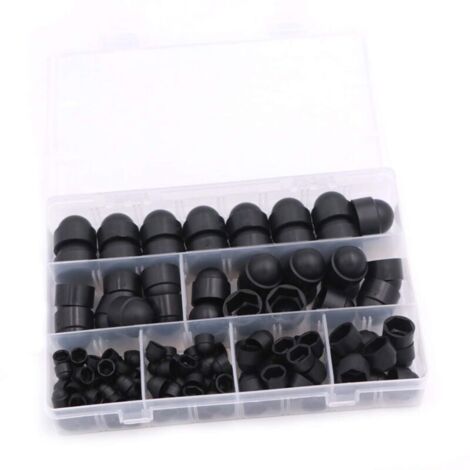 145 Pièces Cache Vis Écrou De Protection,Kit D'Écrous Dôme Capuchons De Protection Dôme Écrou De Boulon Couvrent 6 Tailles M4 M5 M6 M8 M10 M12 Avec Boîte Pour Machines, Meubles Et Véhicules (Noir)