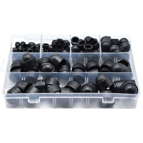 145 tapas para tornillos de polietileno, tapas para tuercas, tapas para tornillos, 6 tamaños disponibles con caja de almacenamiento (negro)