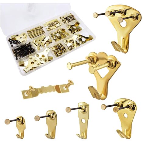 145pcs Kit De Support Pour Photo Cadre En Acier Inoxydable Attache Cadre Crochets De Suspension Photo Crochet Miroir  Suspendre Assortis Accroche