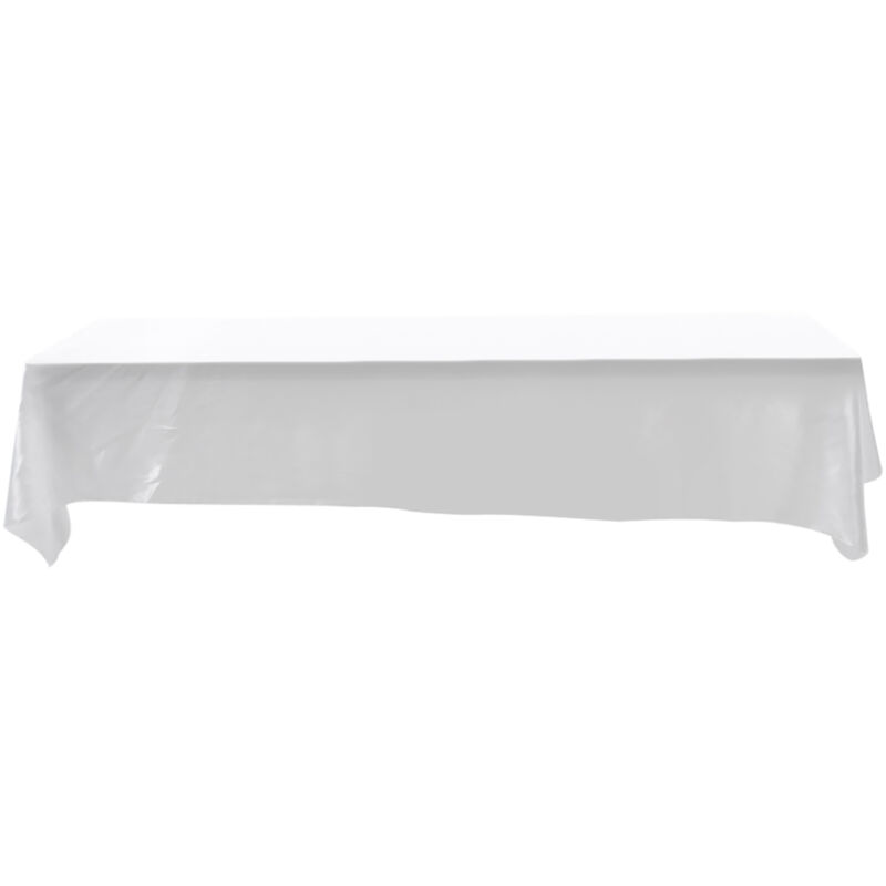 145x320cm Rectangle Nappe Couverture De Table Résistant Aux Taches Banquet Fête De Mariage Décor Blanc