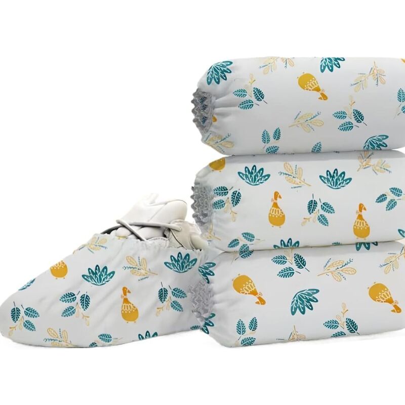 (14.5x40cm) Lot de 40 Couvre Chaussures jetables en Tissu Non tissé pour Le Nettoyage de Moquette, Protection de Sol, Impression unique de dessins