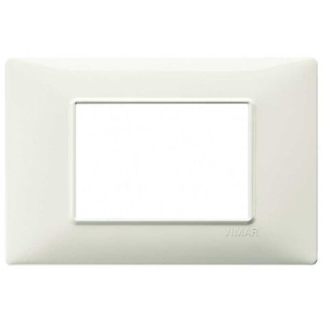 14653.02 Placa de 3 módulos marfil plana