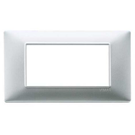 14654.20 Placa de 4 módulos Plata Mate Plana