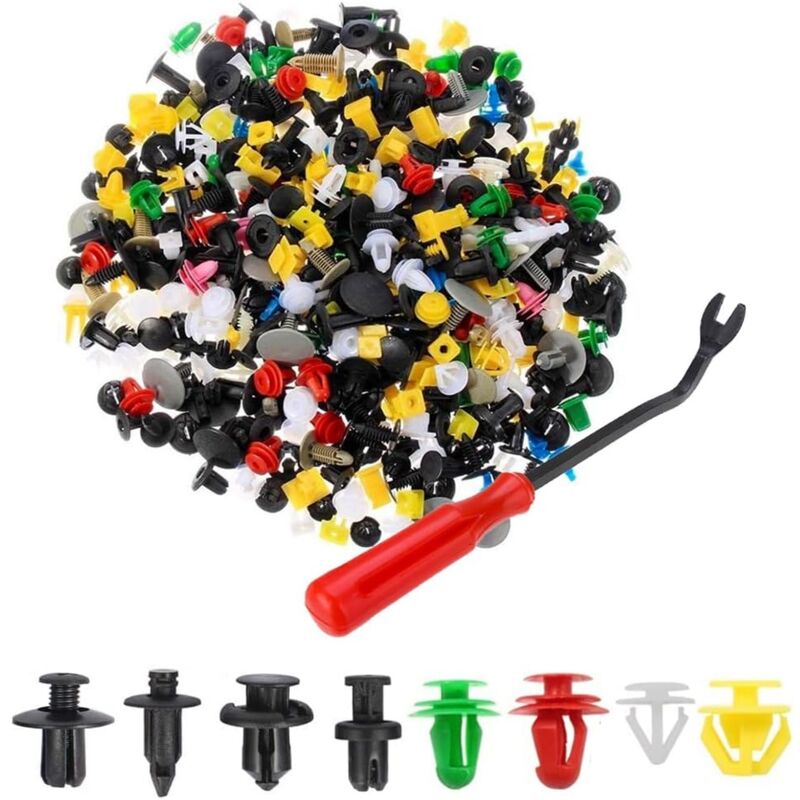 500 pièces Auto Fastener Clip Rivet Universal Plastic Clip Strip Removal Tool for Auto Door Panels.