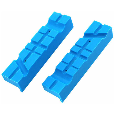 14cm Mâchoires d'Étau Magnétique, Lot de 2 Tampons à Mâchoires en Caoutchouc avec Rainures Multiples, Protection d'Étau Durable pour Tenir le Bois, le Métal, le Plastique, Bleu Clair