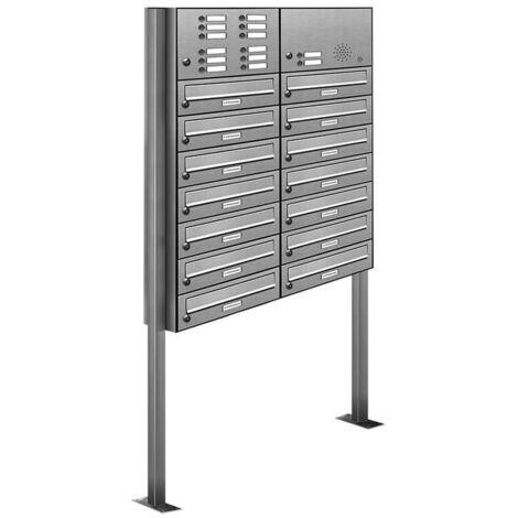 14er Edelstahl Briefkasten Standanlage Freistehend mit Klingel