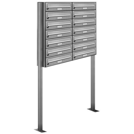14er Edelstahl Stand Briefkasten Anlage Freistehend