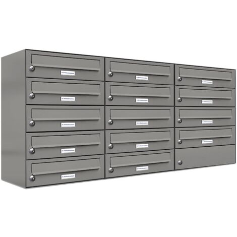 14er Premium Briefkasten Aluminiumgrau RAL Farbe 9007 für Außen Wand Postkasten 3x5