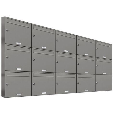 14er Premium Briefkasten Aluminiumgrau RAL Farbe 9007 für Außen Wand Postkasten 5x3