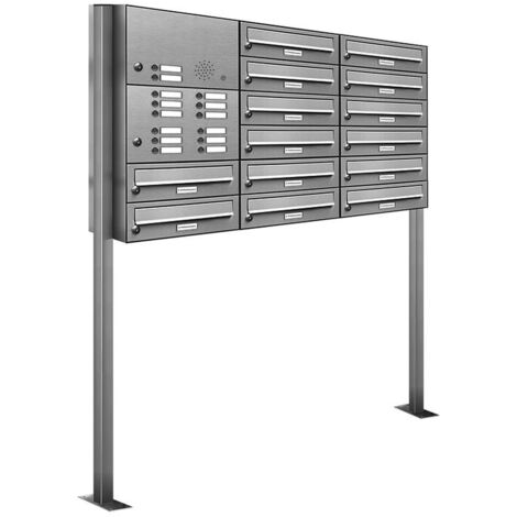 14er V2A Edelstahl Briefkasten Standanlage Freistehend mit Klingel