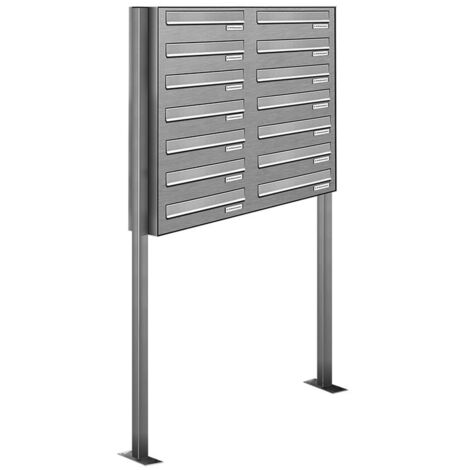 14er V2A Edelstahl Standbriefkasten Freistehend Durchwurfanlage