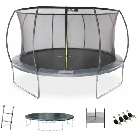 14ft trampoline with inner safety net and accessories kit Grey 365x365x80 cm - VENUS XXL INNER