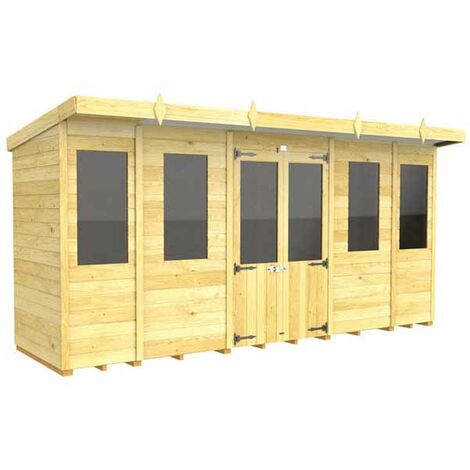 14ft x 4ft Pent Summer House - Wood - L118 x W417 x H201 cm