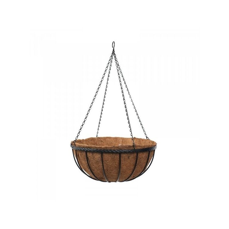 Smart Garden 35cm 14 Inch Metal Saxon Metal Hanging Basket Black Planter Liner