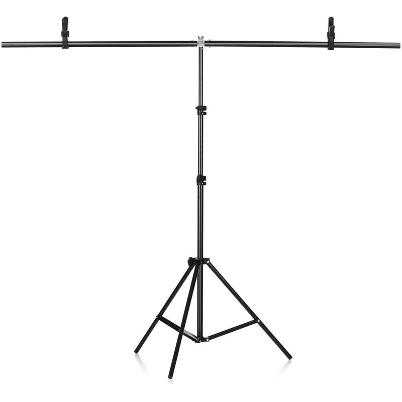 

1.4m * 2m Fondo de fotografia en forma de T portatil Soporte de fondo Soporte de metal Sistema de soporte con 2 clips de montaje en forma de pez para