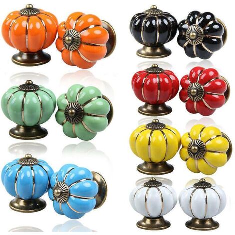 14pices Poigne De Porte Bouton Des Meubles Boutons En Cramique Tirette De Tiroir Citrouille Tire Placard Armoire Commode Bouton Vintage