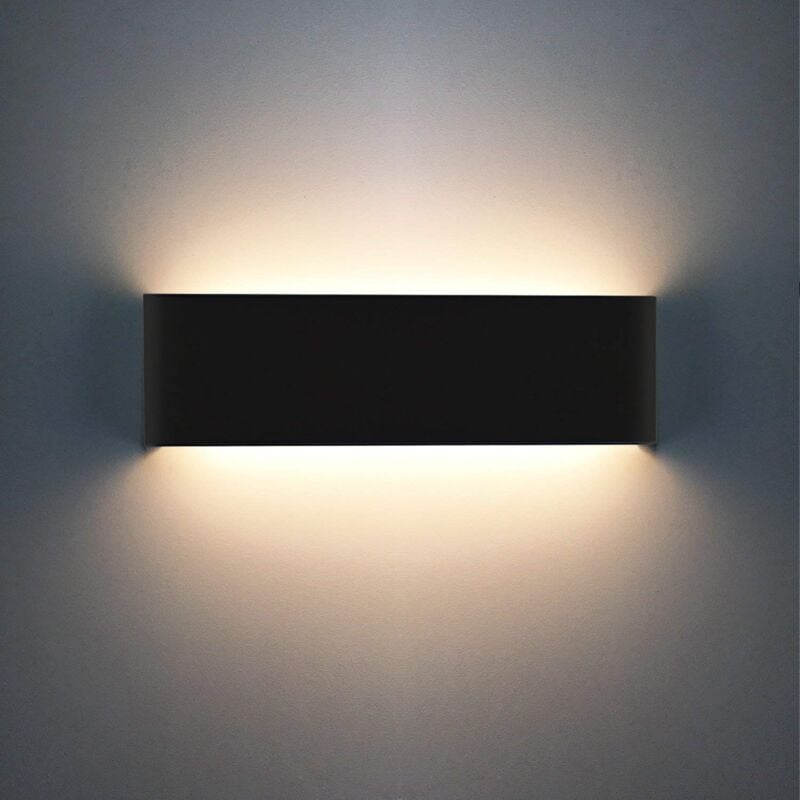 14W Applique Murale Moderne 40CM Led Applique Murale Intérieure En Aluminium Noir Pour Chambre Salle De Bain Salle à Manger, Blanc Chaud