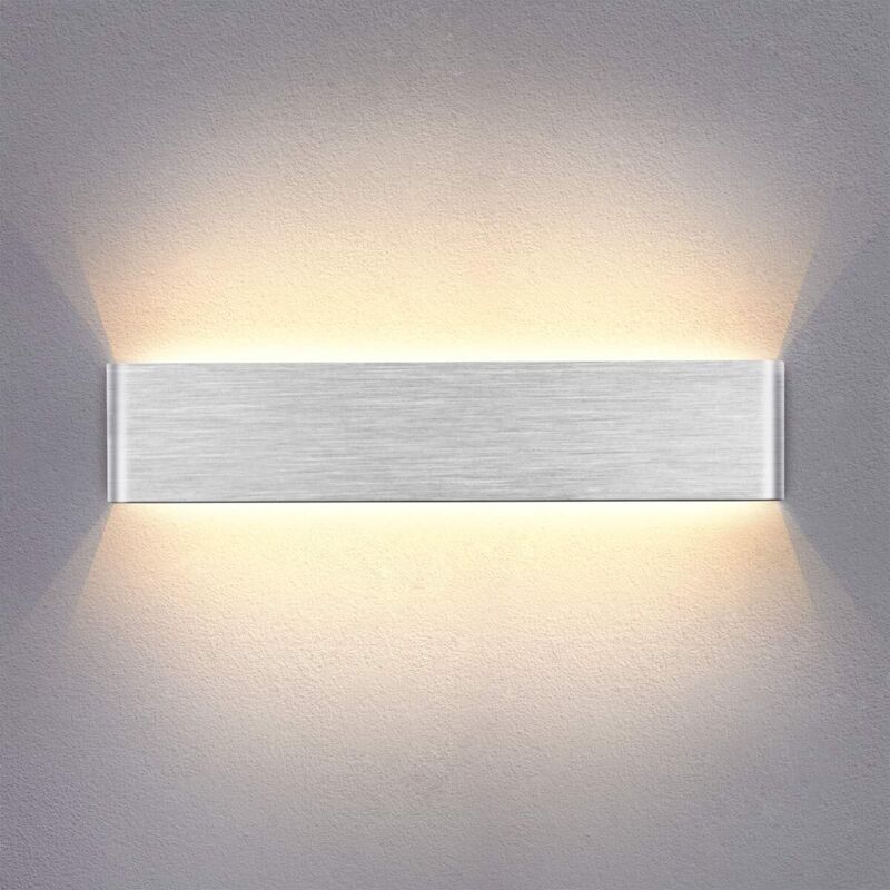 Stoex – Applique murale LED 14W 40cm – Argent gris brossé – Lumière blanc chaud – Pour salle de bain et espaces commerciaux