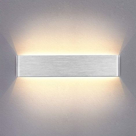 14W LED Applique Murale Interieur 40cm Lampe Murale Blanc Chaud , Design Simple Argent Gris Brossé pour Chambre Salon Salle de Bain