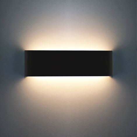 STOEX 14W Led Lámpara de Pared Interior (Negro) 40CM Moderna Apliques de Pared Moda Luz de Ambiente,Blanco Cálido