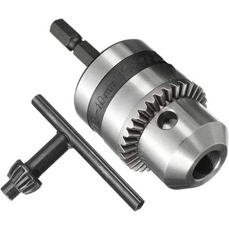 1,5-10 mm Mandrin de Perceuse Électrique de Tige Hexagonale 1/4", Montage 3/8-24UNF Convertisseur Mandrin de Perçage Universel, Adaptateur de Connexion à Changement Rapide avec Clé de Mandrin