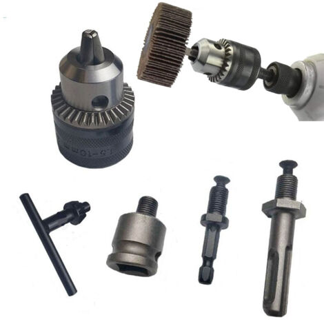 1,5-13mm Capacité Mandrin de Forage Adaptateur Montage 1/2-20UNF Air Impact Conversion Outils avec 6.35mm Tige Hexagonale, Tige SDS Plus et 1/2" Convertisseur Femelle Carré
