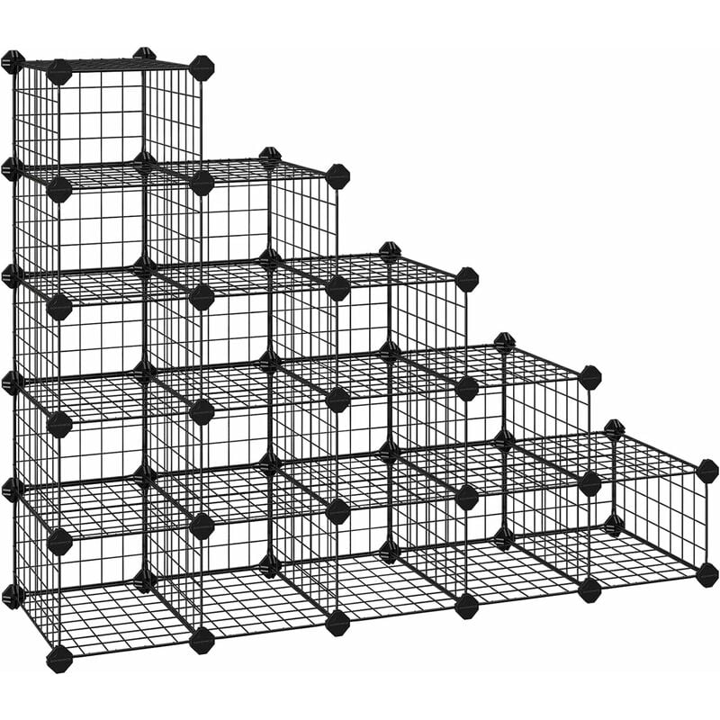 15 16 Cube Modular Shoe Rack Metal Wire Grid Diy Storage Unit Interlocking Shoe Organiser For The Closet Hallway Bedroom Includes Rubber Mallet And Anti Tipping Straps Black Lpi44hs