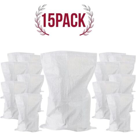 15 Bauschuttsäcke, 75 Liter, 57 x 97 cm, 55 kg. Für Bau- und Pflanzenabfälle. Strapazierfähig und wiederverwendbar. Aus gewebtem Polypropylen.