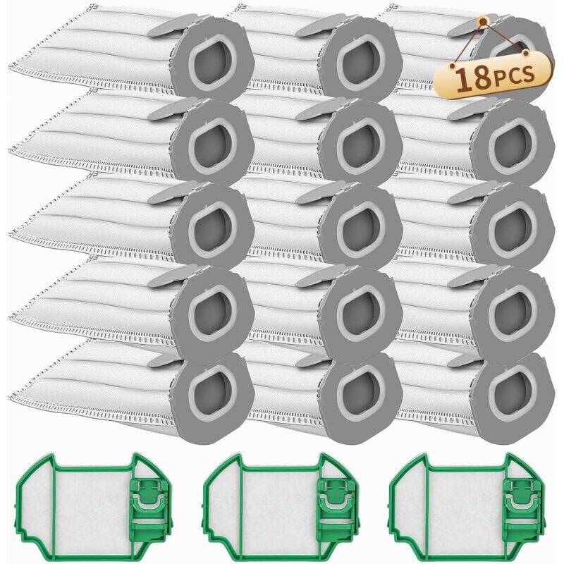 15 bolsas para aspiradora Vorwerk Kobold VK7, compatibles con Vorwerk Kobold VK7 FP7, con 3 filtros HEPA, piezas de repuesto para bolsa de filtro,