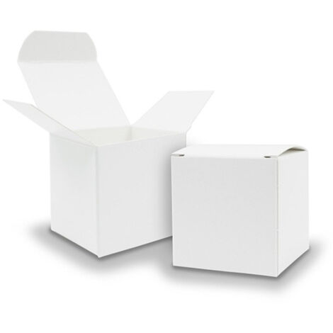 15 Bonbonnier Boîte Blanche Cube Papier Transparent Porte-documents Mariages Baptême