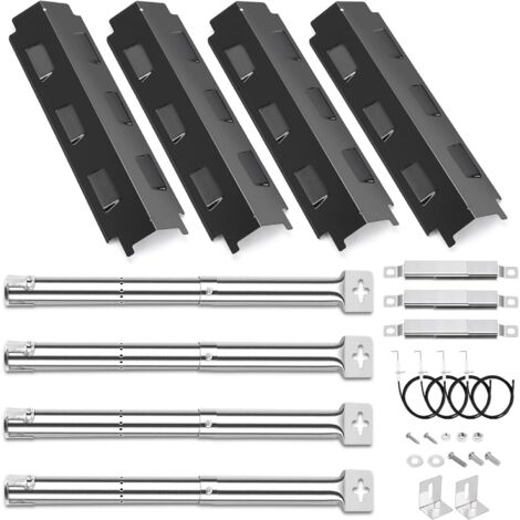 15 - Brûleur - Tube Croisé - Diffuseur de Chaleur - Acier Inoxydable et Émail - Pour Barbecue à Gaz Charbroil Barbecook Tenneker - Argent - 36,5x2,5cm