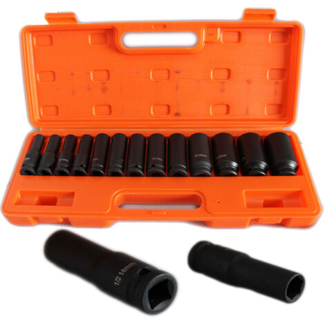 15 Bussole Per Pistola Avvitatore Pneumatica Esagonali Attacco 1/2" Da 10-32 Mm