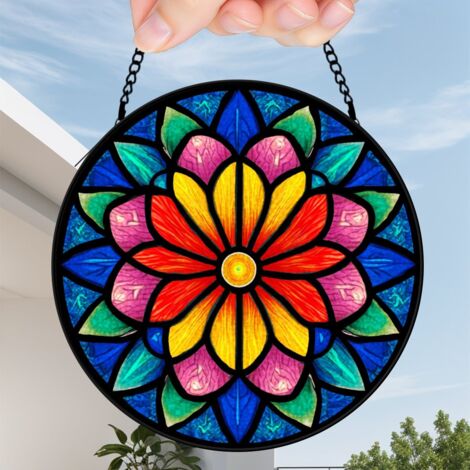 15 cm Attrape-soleil fleurs oiseaux abeille en verre coloré, décoration maison jardin, cadeau femme