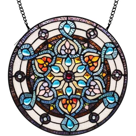 15 cm Attrape-soleil vitrail oiseau et fleurs, panneau décoratif jardin, cadeau anniversaire femme