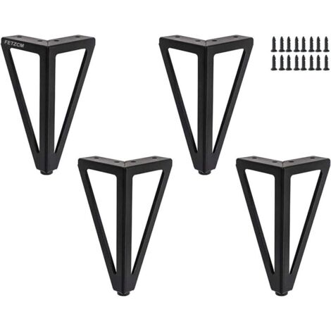 (15 cm, Schwarz) Möbelbeine, 4er-Pack, Metall-Tischbeine, 15 cm, schwarz, für TV-Tische