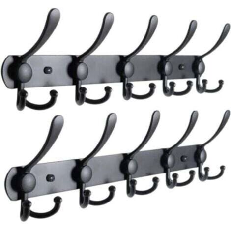 (15 Crochets, 2 Packs)Patères Murales, Porte Manteau Mural, Patères Portemanteaux, Porte Manteau Murale en Acier Inoxydable, Porte Manteau, Crochet Mural Noir