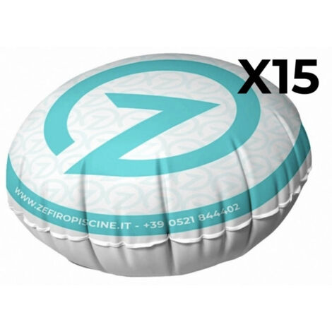 15 Cuscini Gonfiabili ad Aria Galleggianti Anti Ristagno Zefiro Air per Sollevamento Telo di Copertura Piscina - Diametro Cm 80 x H 55 con 2 Passacorda - ALTA QUALITA' MADE IN ITALY