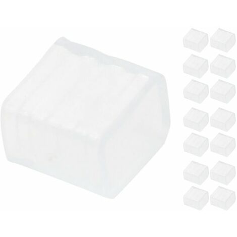 15 Gommini PVC Termine Per Chiusure Striscia Led Impermeabile Passo 10mm Interno 13X7mm