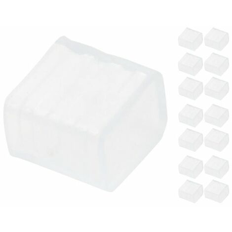 15 Gommini PVC Termine Per Chiusure Striscia Led Impermeabile Passo 12mm Interno 16X8mm